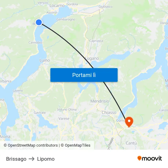 Brissago to Lipomo map