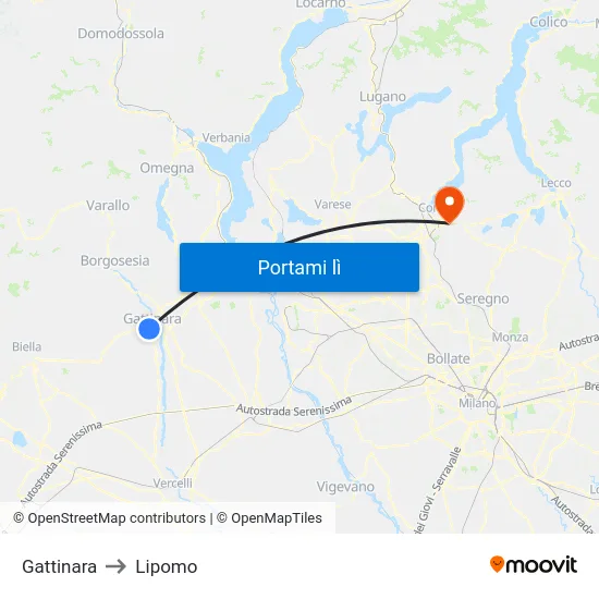 Gattinara to Lipomo map