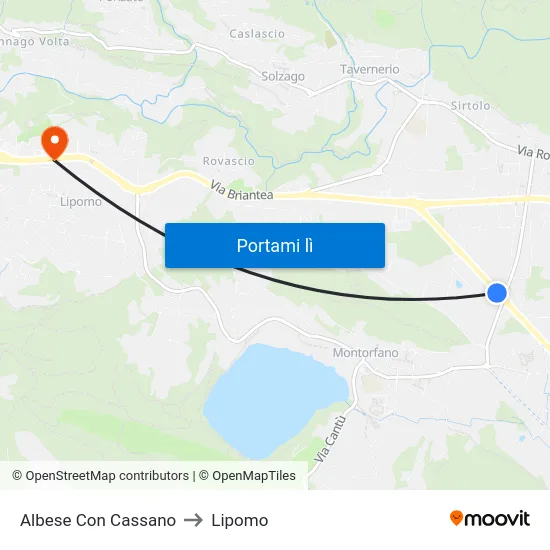 Albese Con Cassano to Lipomo map