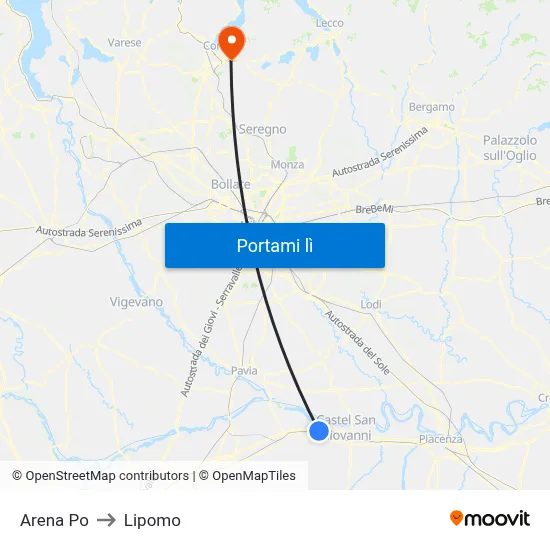 Arena Po to Lipomo map