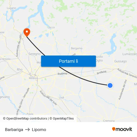 Barbariga to Lipomo map