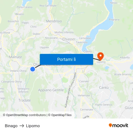 Binago to Lipomo map