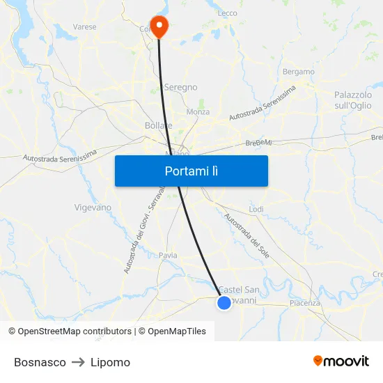 Bosnasco to Lipomo map