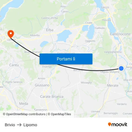 Brivio to Lipomo map