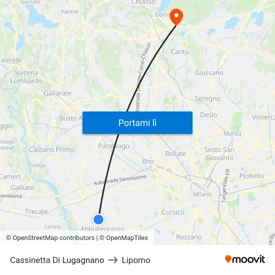 Cassinetta Di Lugagnano to Lipomo map