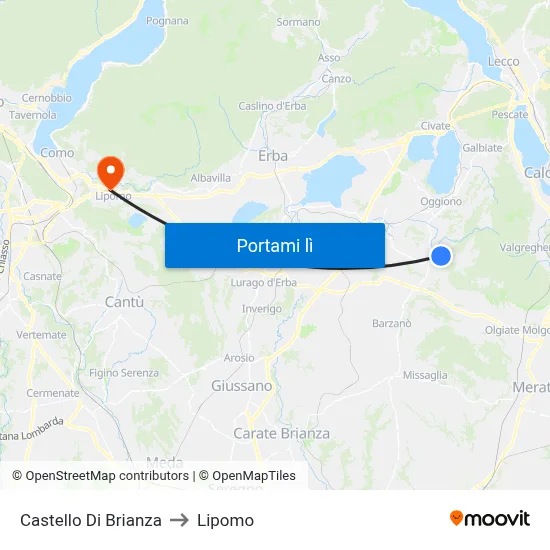 Castello Di Brianza to Lipomo map