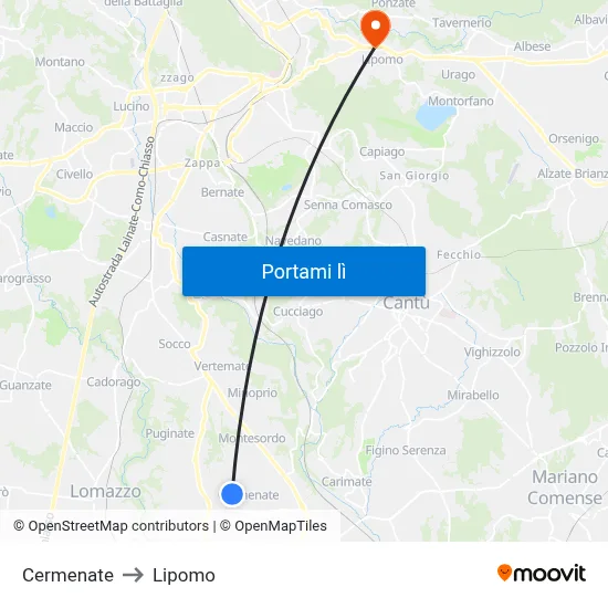 Cermenate to Lipomo map