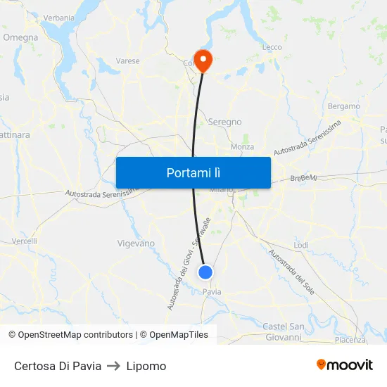 Certosa Di Pavia to Lipomo map