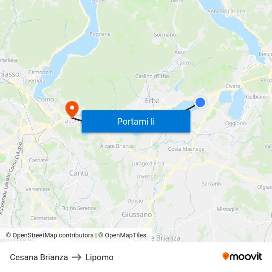 Cesana Brianza to Lipomo map