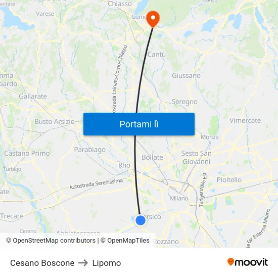 Cesano Boscone to Lipomo map