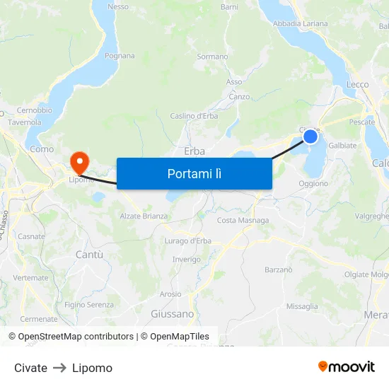 Civate to Lipomo map