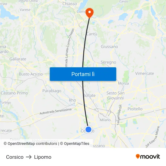 Corsico to Lipomo map