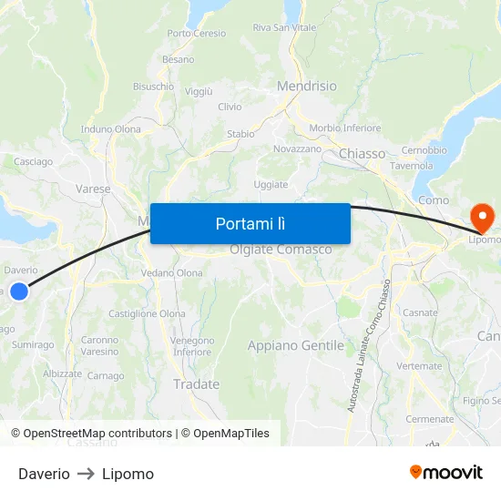 Daverio to Lipomo map