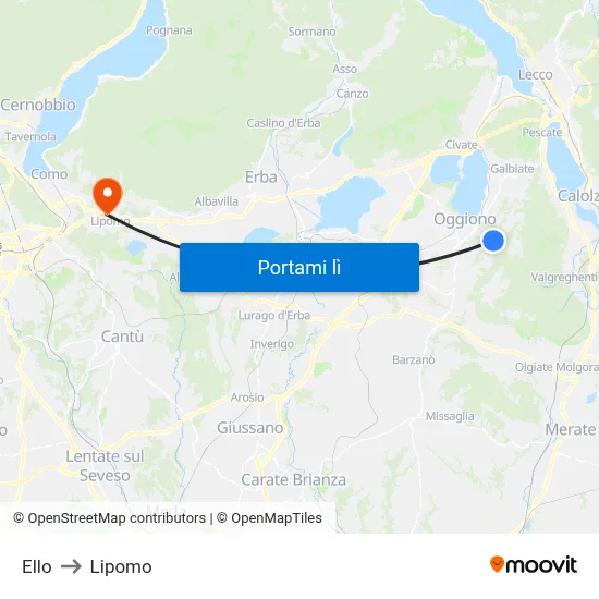 Ello to Lipomo map