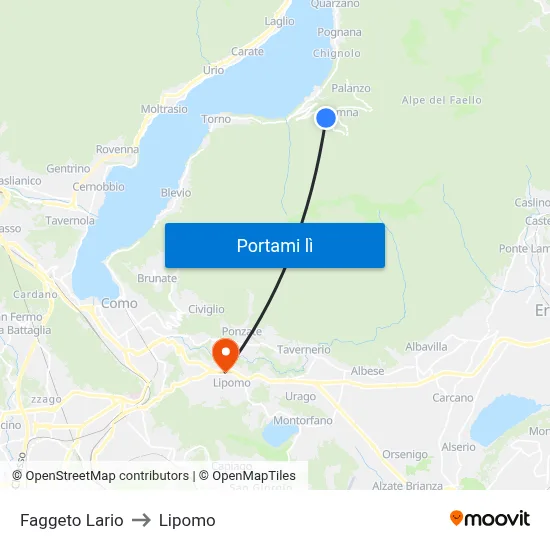 Faggeto Lario to Lipomo map