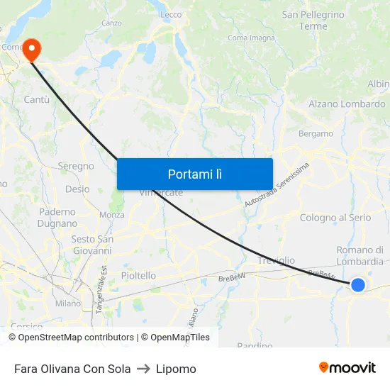 Fara Olivana Con Sola to Lipomo map