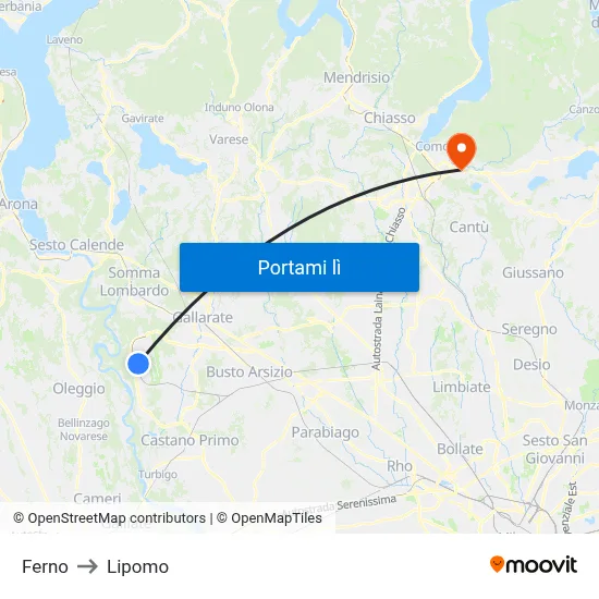 Ferno to Lipomo map