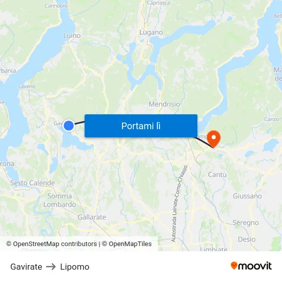 Gavirate to Lipomo map