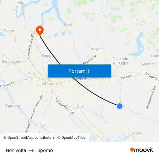 Genivolta to Lipomo map