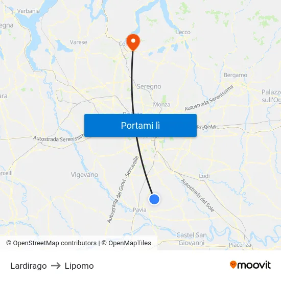 Lardirago to Lipomo map