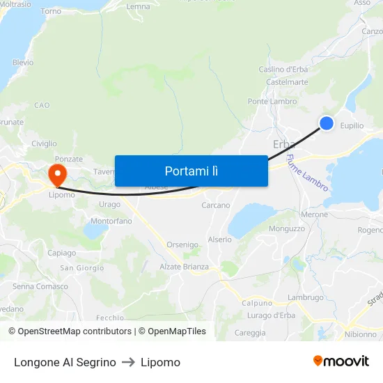 Longone Al Segrino to Lipomo map