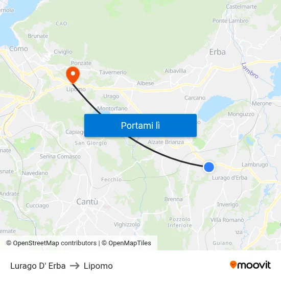 Lurago D' Erba to Lipomo map