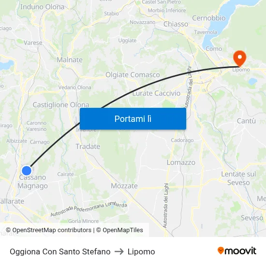 Oggiona Con Santo Stefano to Lipomo map