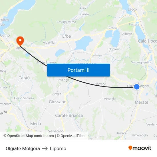 Olgiate Molgora to Lipomo map