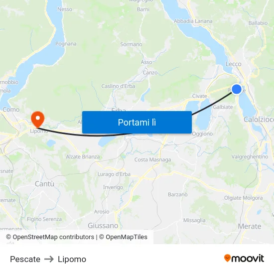 Pescate to Lipomo map