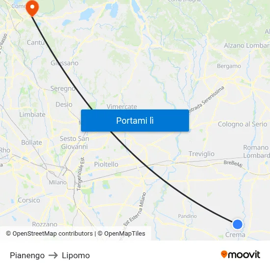 Pianengo to Lipomo map