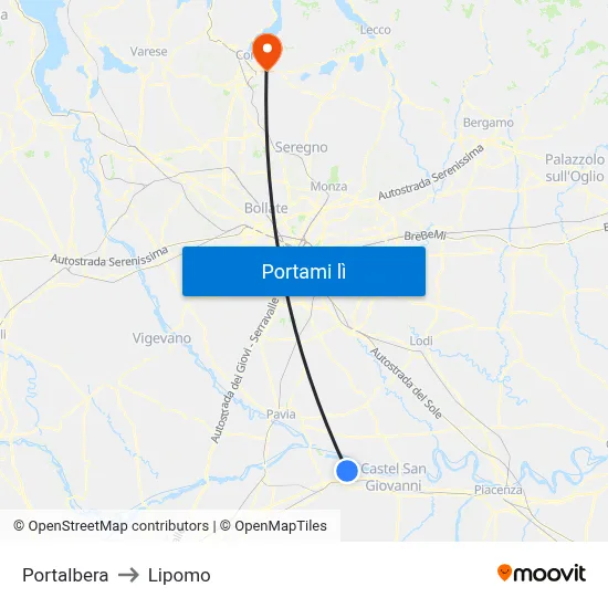 Portalbera to Lipomo map