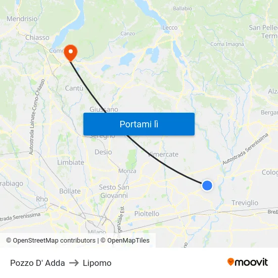 Pozzo D' Adda to Lipomo map