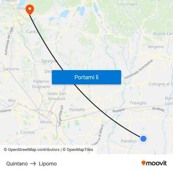 Quintano to Lipomo map