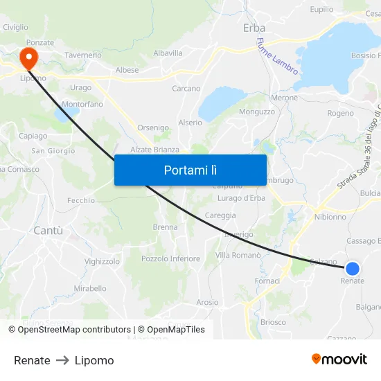 Renate to Lipomo map
