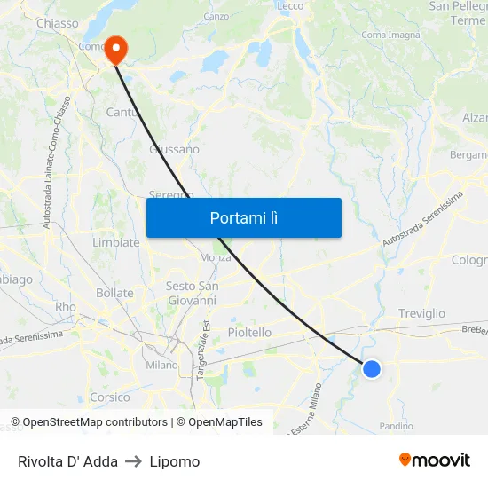 Rivolta D' Adda to Lipomo map
