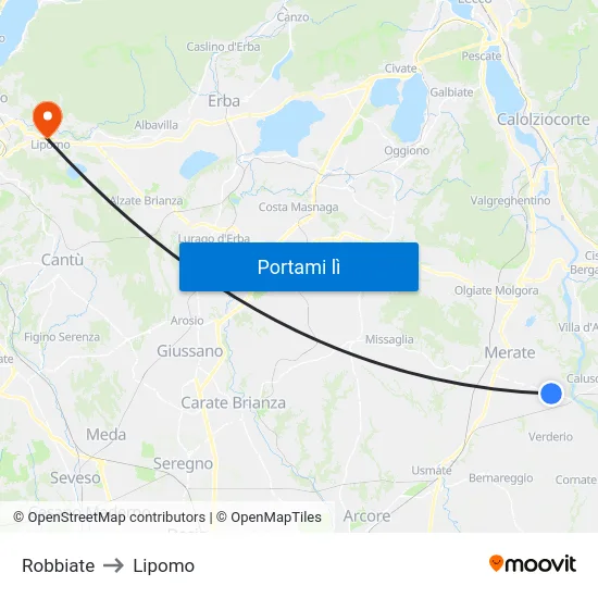 Robbiate to Lipomo map