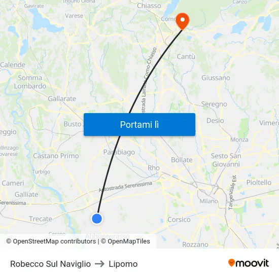 Robecco Sul Naviglio to Lipomo map