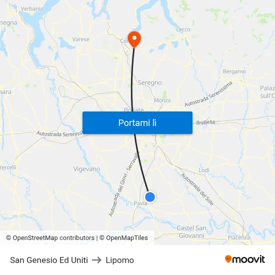 San Genesio Ed Uniti to Lipomo map