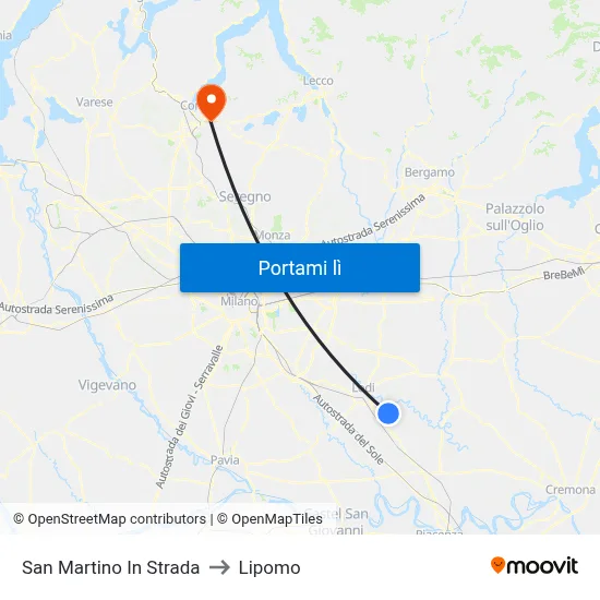 San Martino In Strada to Lipomo map