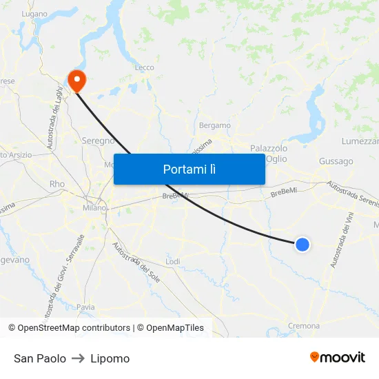 San Paolo to Lipomo map