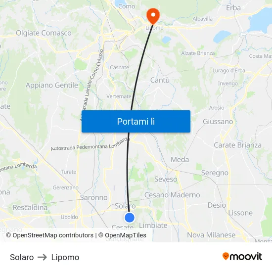 Solaro to Lipomo map