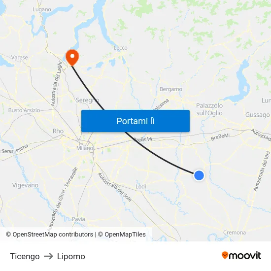 Ticengo to Lipomo map