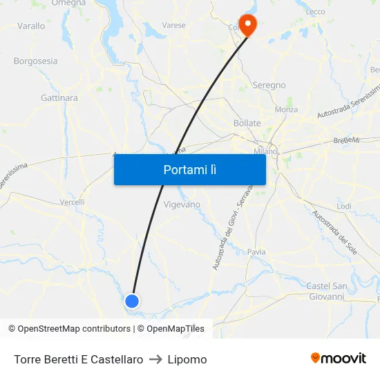 Torre Beretti E Castellaro to Lipomo map