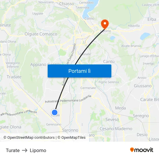 Turate to Lipomo map