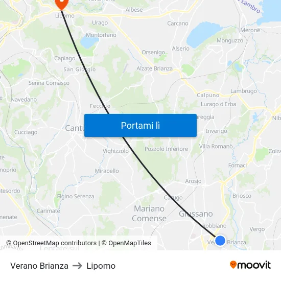 Verano Brianza to Lipomo map
