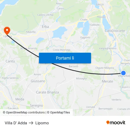 Villa D' Adda to Lipomo map