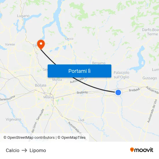 Calcio to Lipomo map