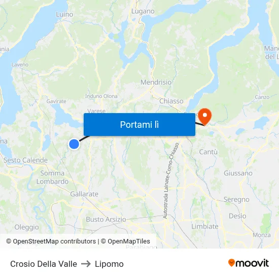 Crosio Della Valle to Lipomo map