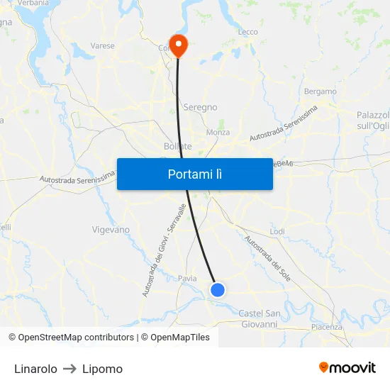Linarolo to Lipomo map