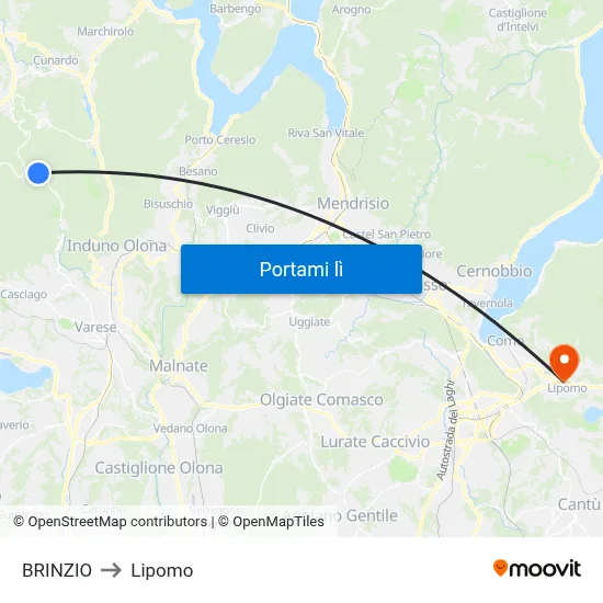 BRINZIO to Lipomo map